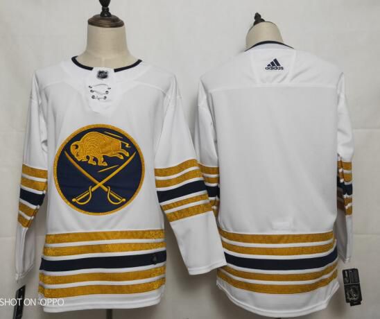 Men Buffalo Sabres Blank White Adidas 50th Anniversary Golden Edition NHL Jersey->buffalo sabres->NHL Jersey